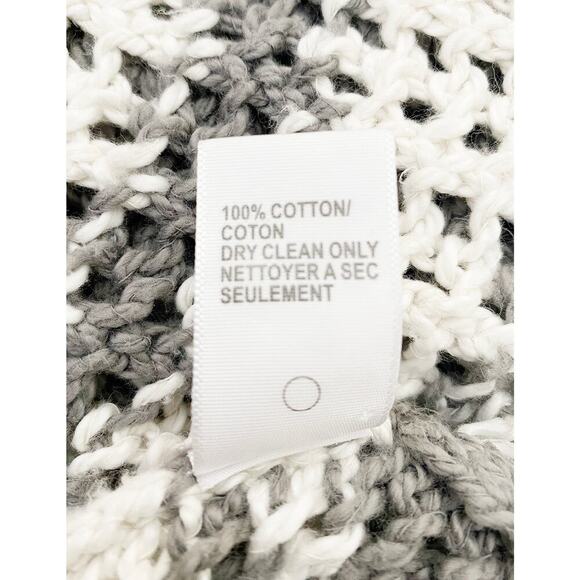 James Perse Womens Cotton Open Knit Gray Ivory Striped Sweater Lagenlook Coastal - Picture 5 of 7